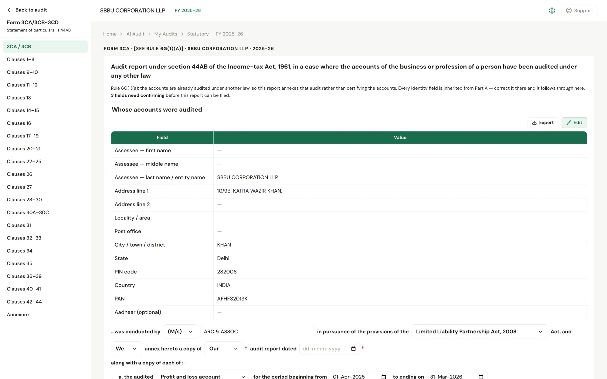 [Auto-generated Balance Sheet, P&L and Form 3CA/3CB-3CD, ready to file]